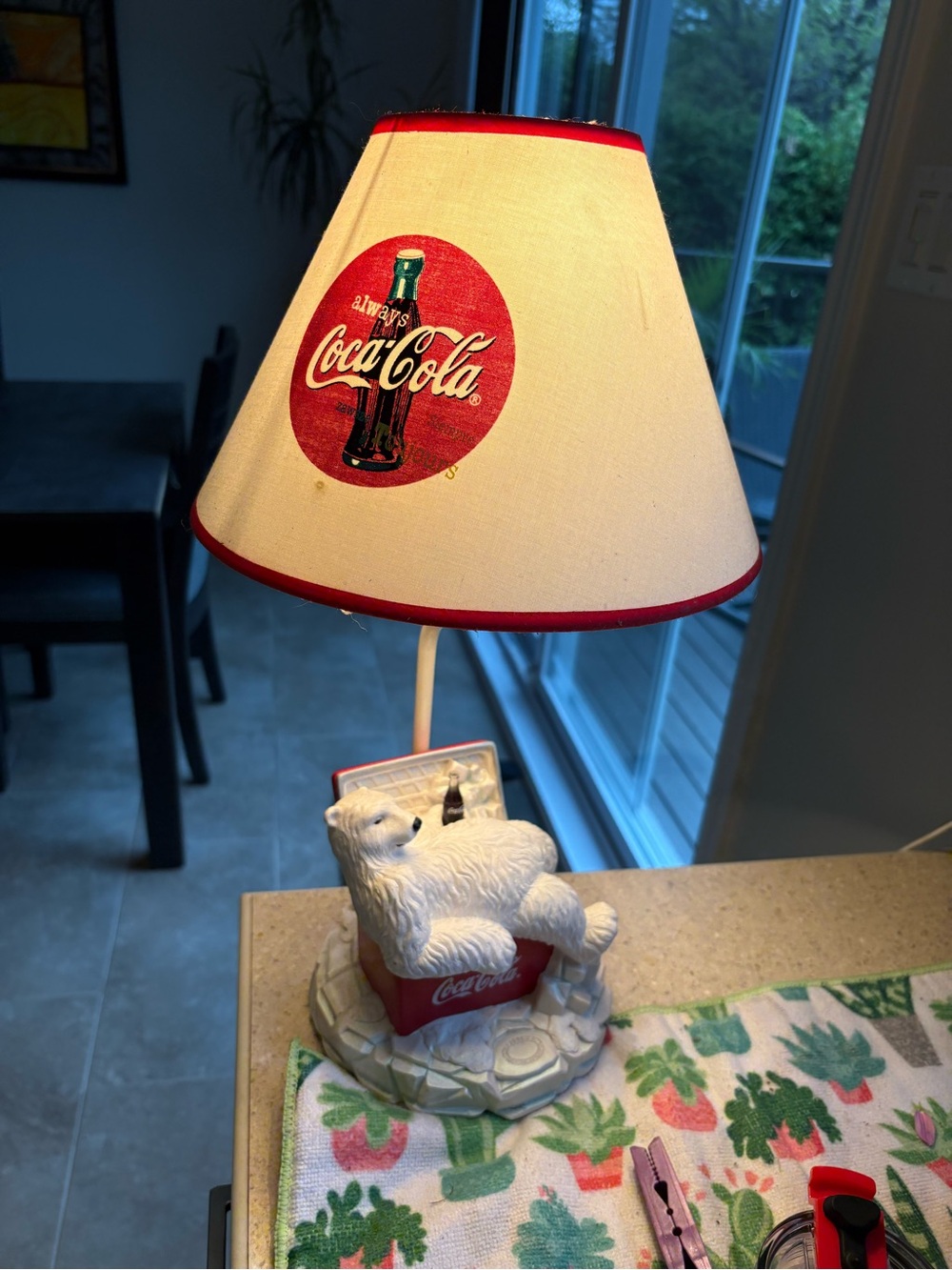 Coca-Cola Lamp with Polar Bear Sitting In Cooler